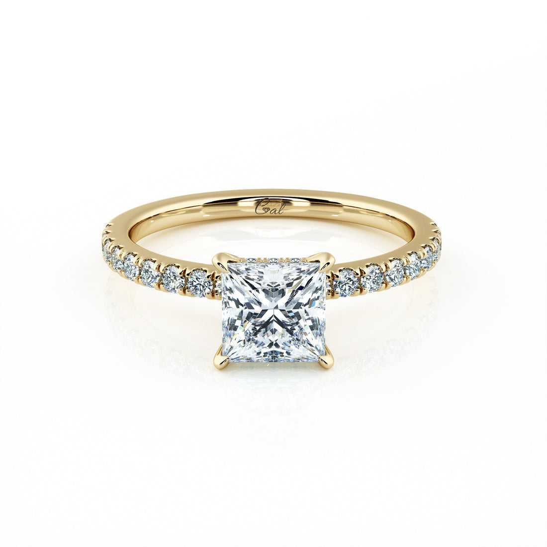1.00 Carat Princess Shape Micropavé Engagement Ring
