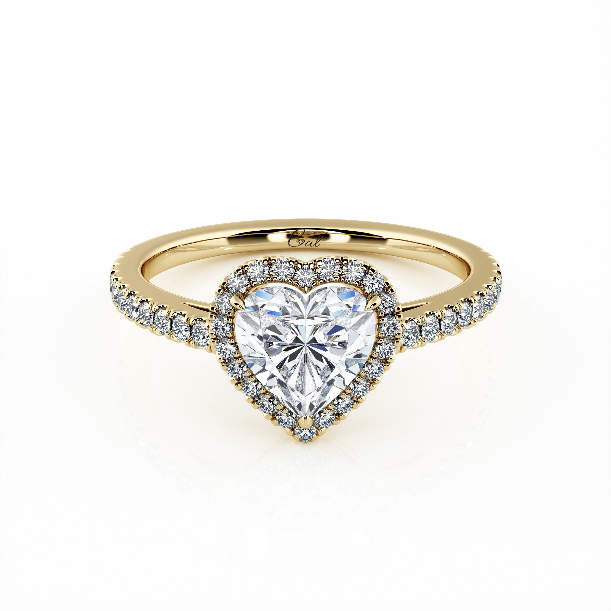 1.00 Carat Heart Shape Micropavé Engagement Ring