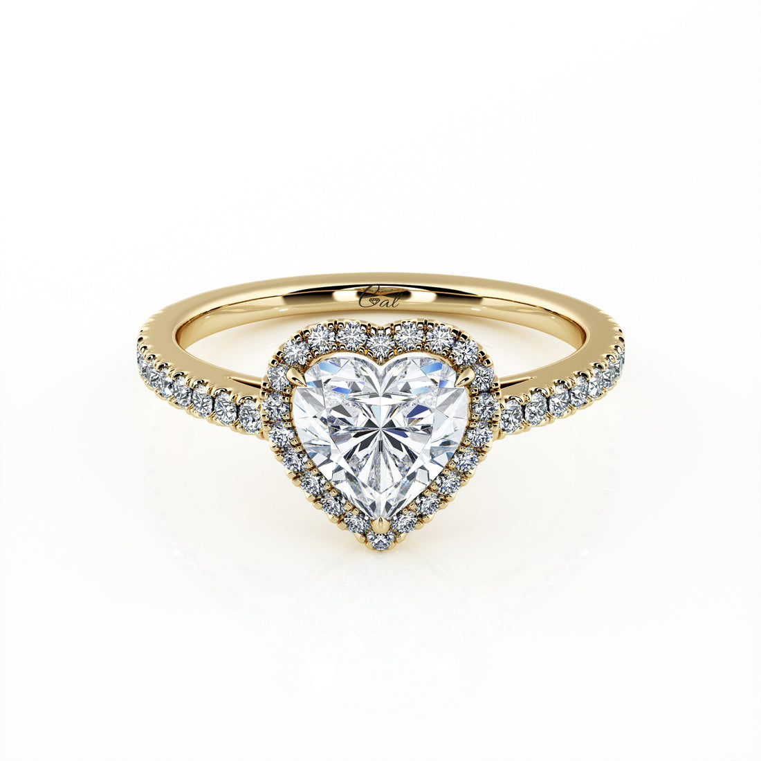 1.00 Carat Heart Shape Micropavé Engagement Ring