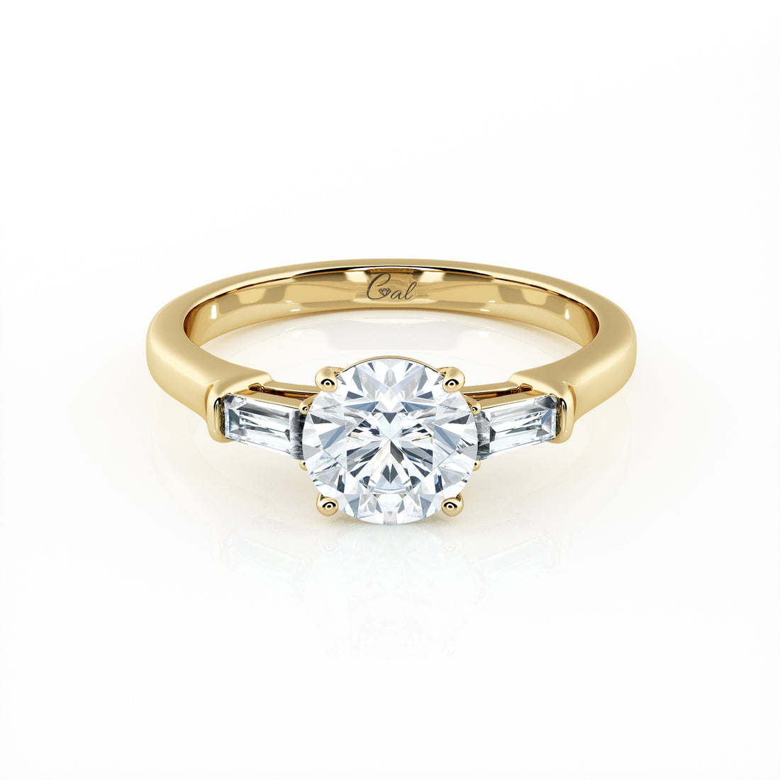 1.00 Carat Round Brilliant With Baguette Shape Side Stones Engagement Ring