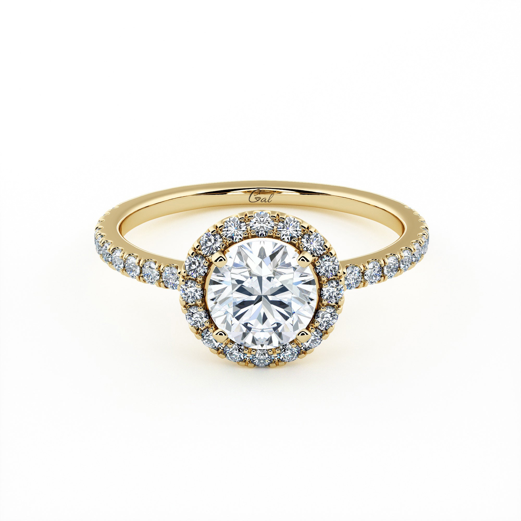 1.00 Carat Round Brilliant Micropavé Halo Engagement Ring