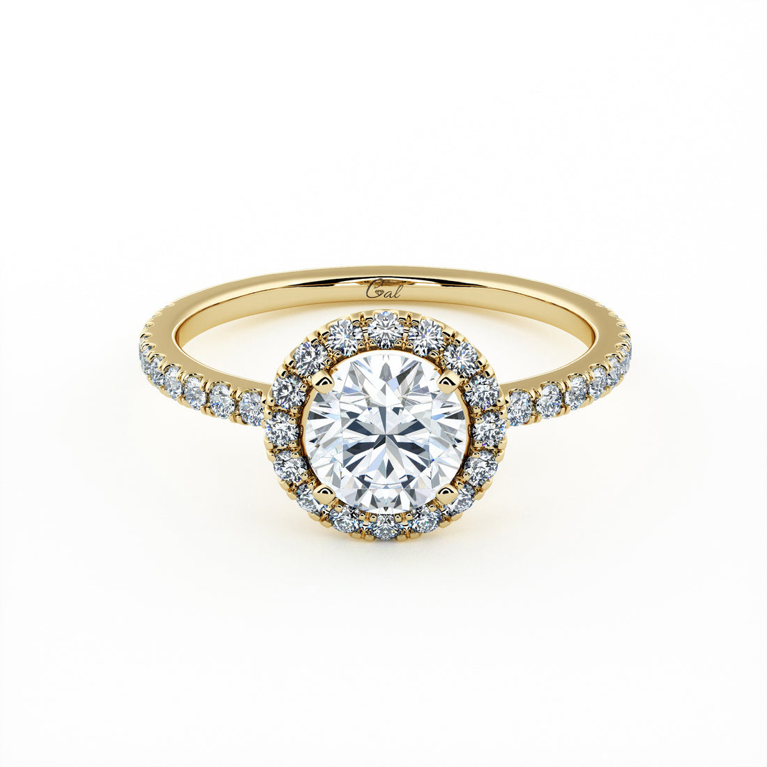 1.00 Carat Round Brilliant Micropavé Halo Engagement Ring