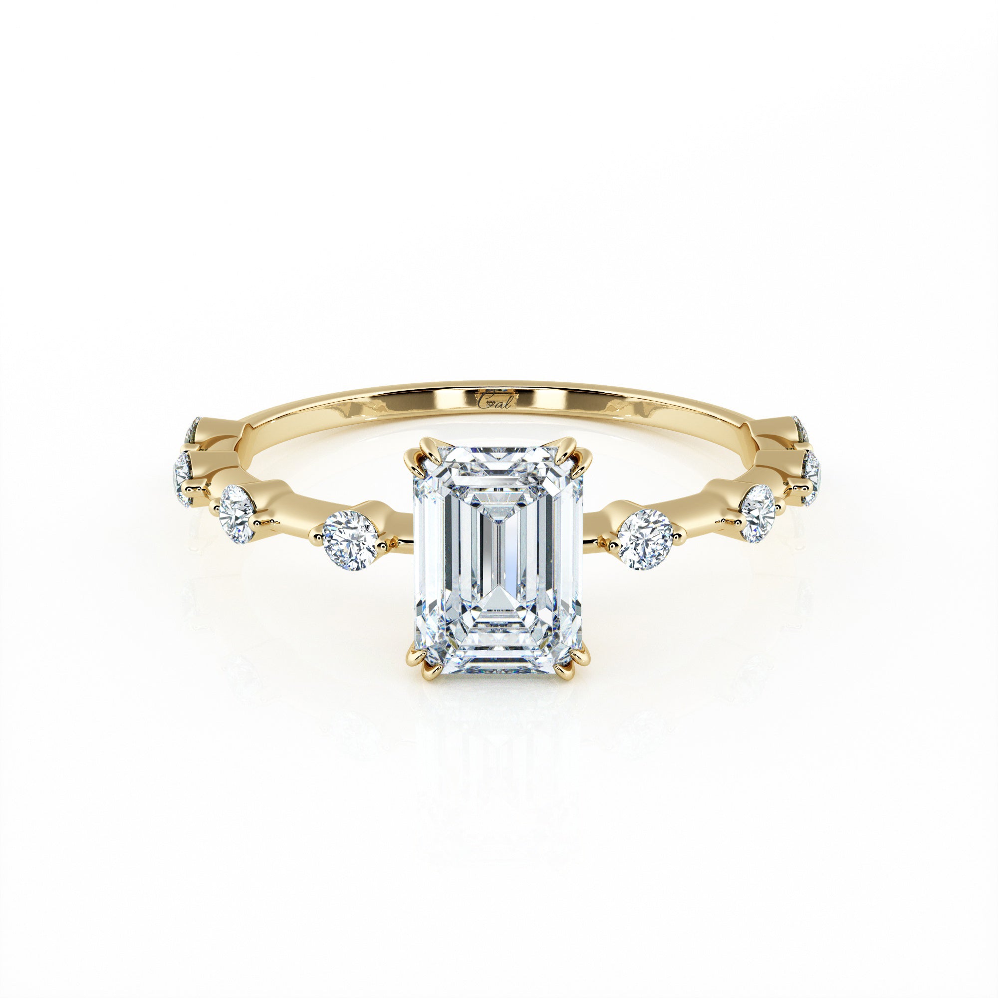 1.00 Carat Emerald Shape With Side Stones Engagement Ring