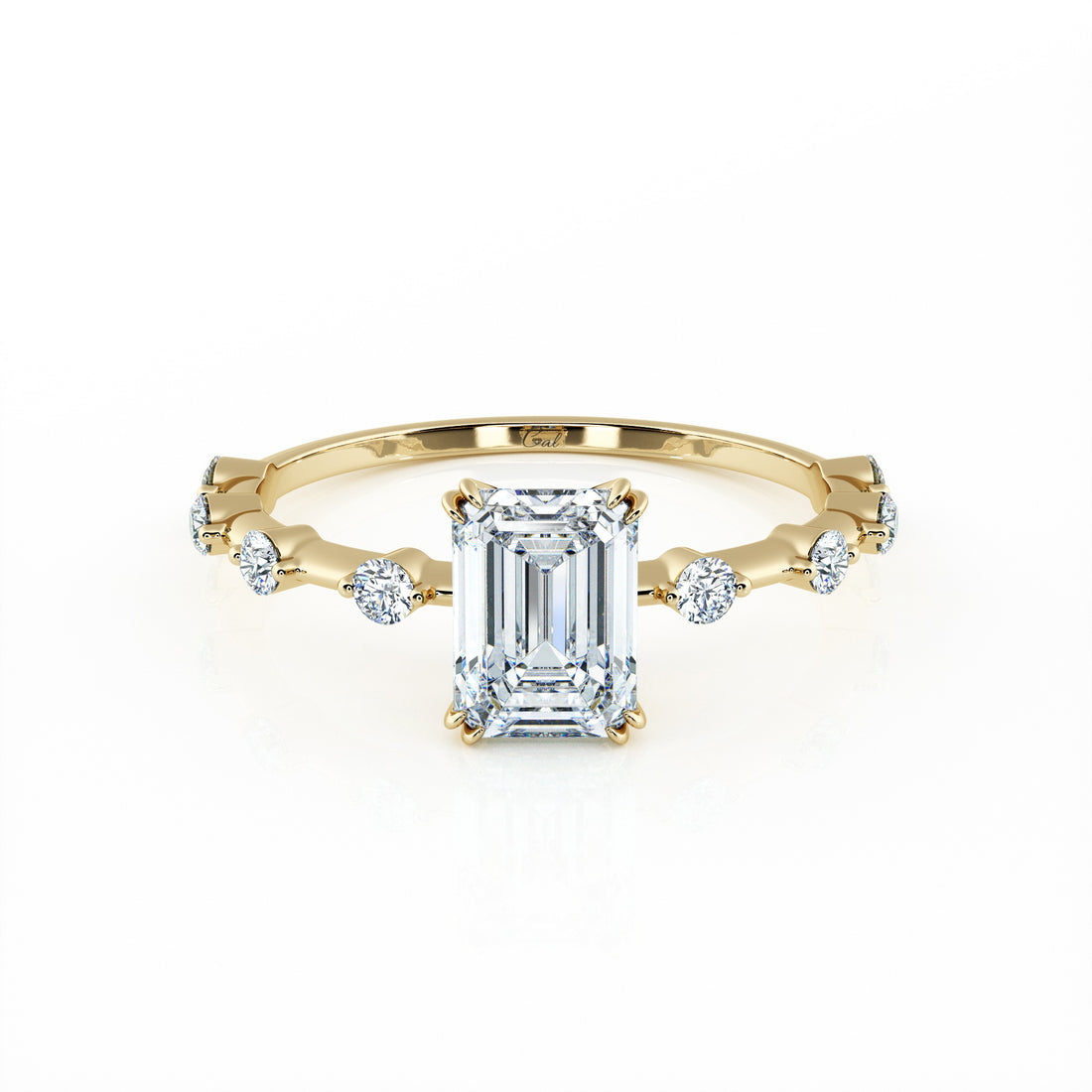 1.00 Carat Emerald Shape With Side Stones Engagement Ring