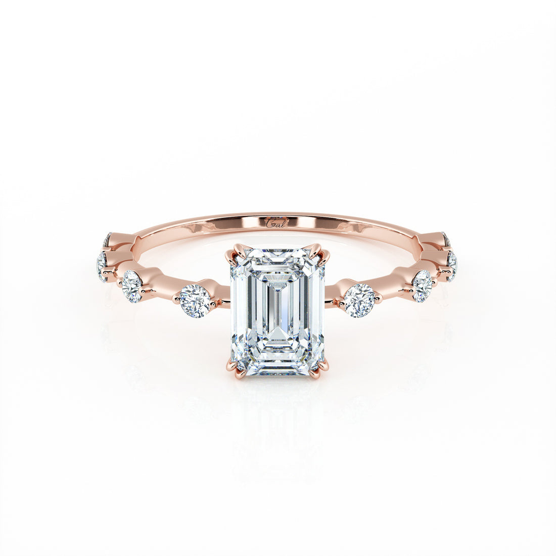 1.00 Carat Emerald Shape With Side Stones Engagement Ring