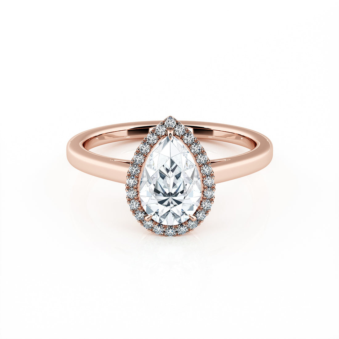 1.00 Carat Pear Shape Halo Engagement Ring