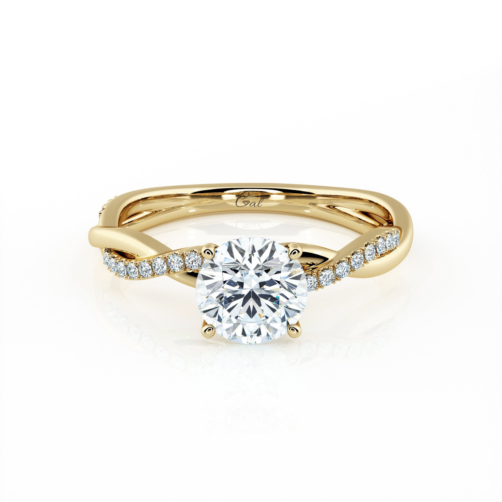 1.00 Carat Round Brilliant Micropavé Infinity Twist Engagement Ring