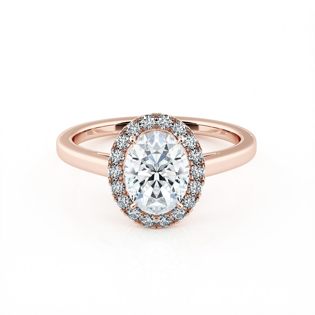 1.00 Carat Oval Shape Halo Engagement Ring