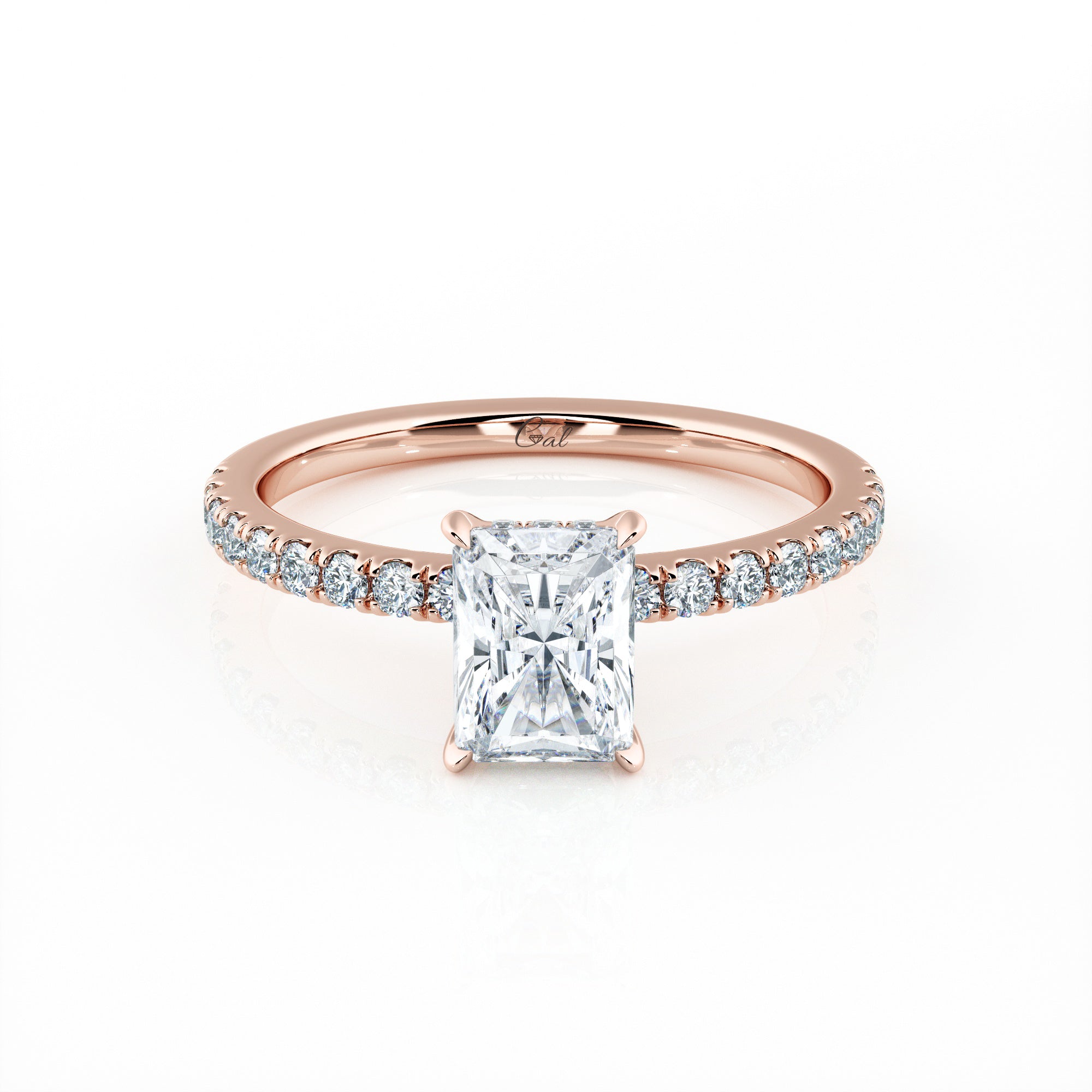 1.00 Carat Radiant Shape Micropavé Engagement Ring