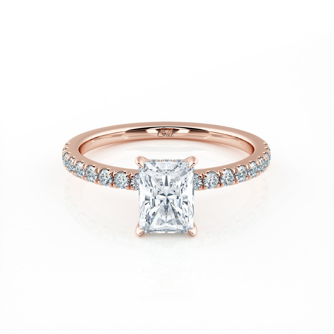 1.00 Carat Radiant Shape Micropavé Engagement Ring
