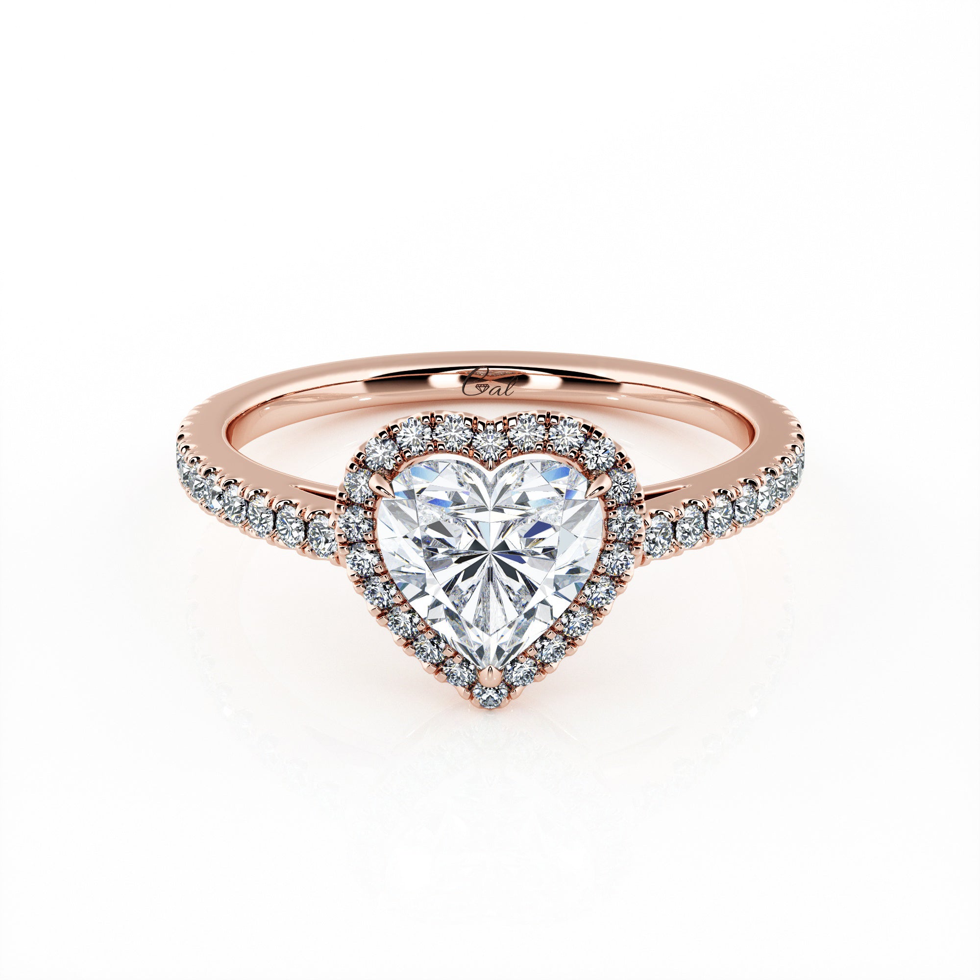 1.00 Carat Heart Shape Micropavé Engagement Ring