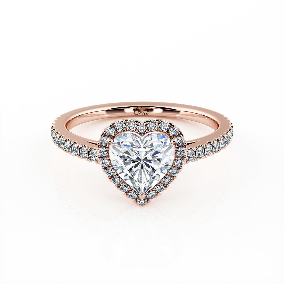 1.00 Carat Heart Shape Micropavé Engagement Ring