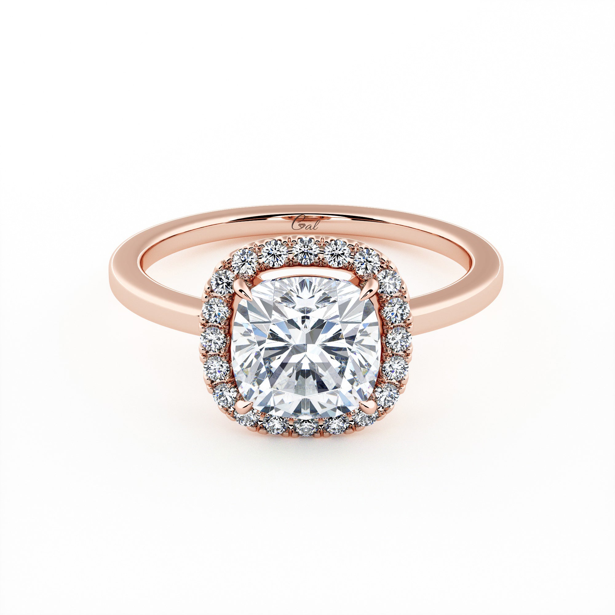 1.00 Carat Cushion Shape Halo Engagement Ring