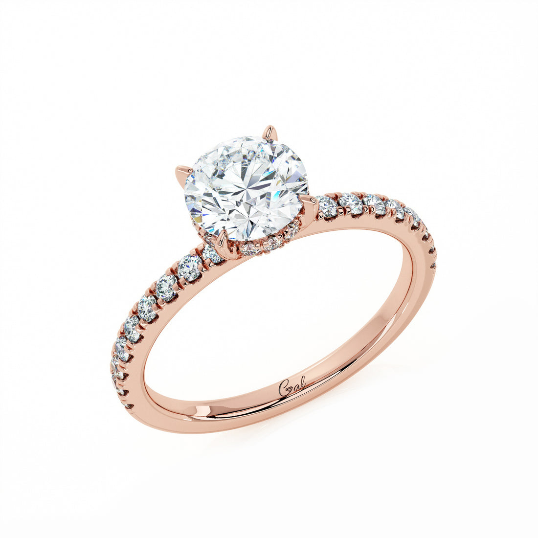 1.00 Carat Round Brilliant Micropavé Engagement Ring