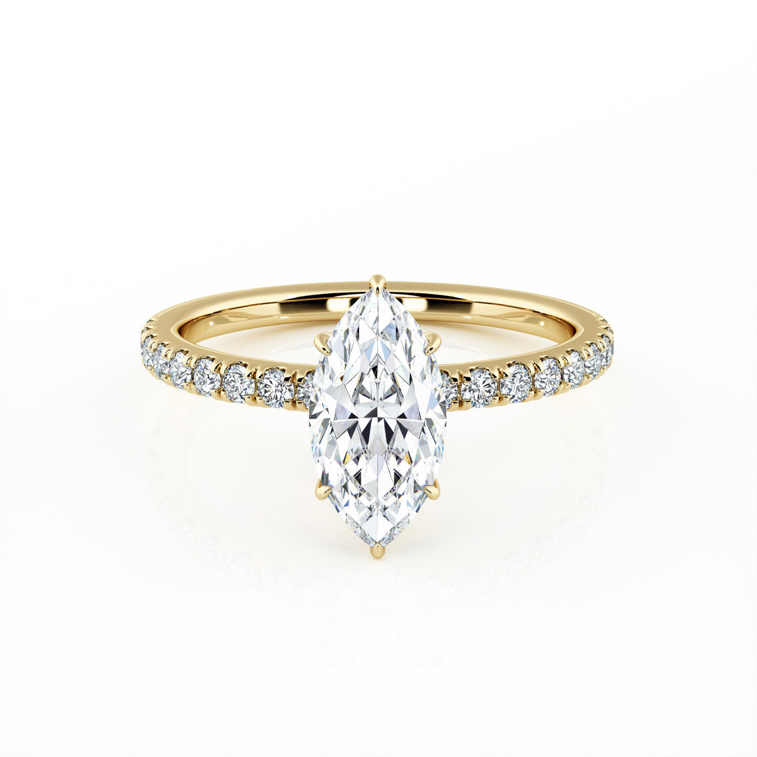 1.00 Carat Marquise Shape Micropavé Engagement Ring