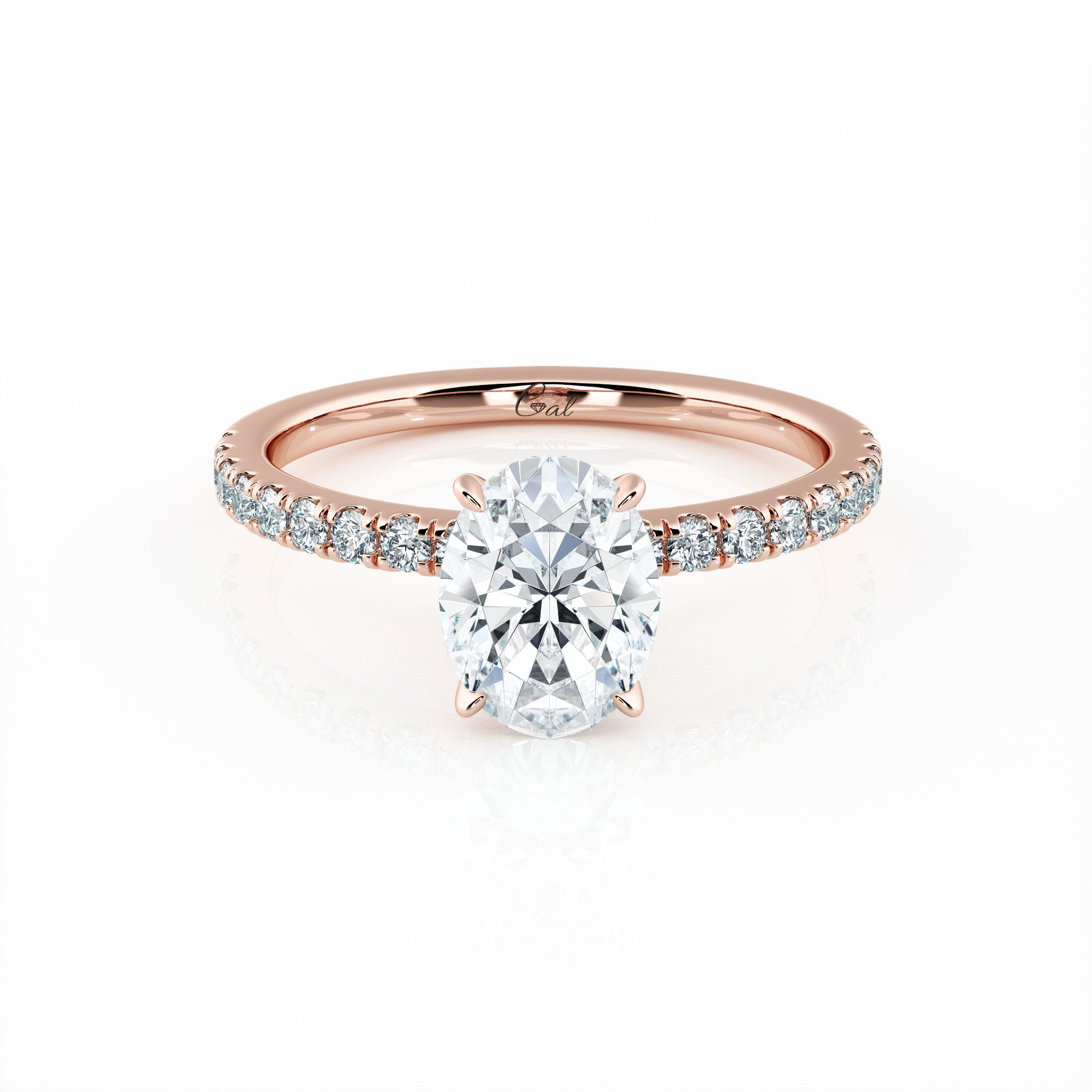 1.00 Carat Oval Shape Micropavé Engagement Ring