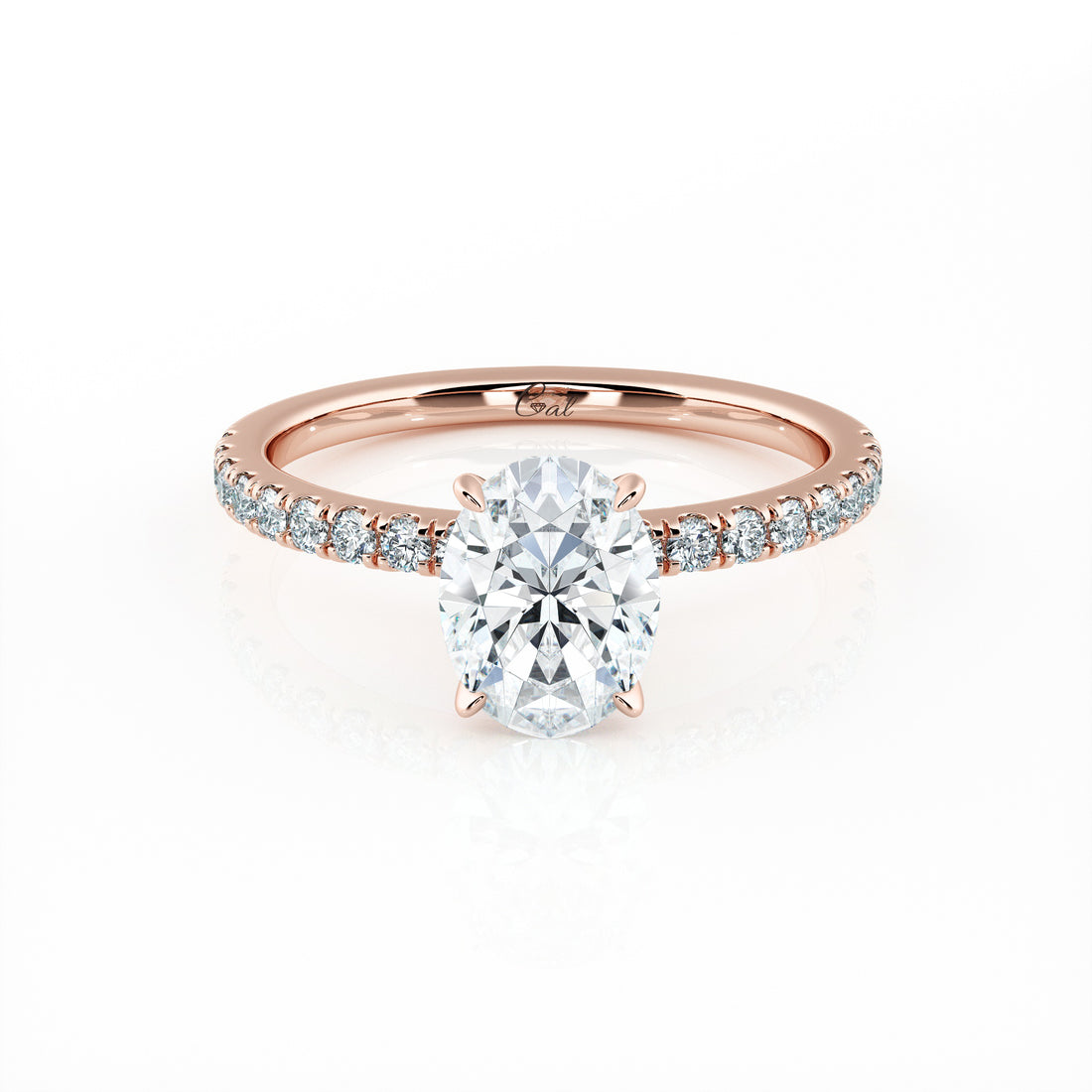 1.00 Carat Oval Shape Micropavé Engagement Ring