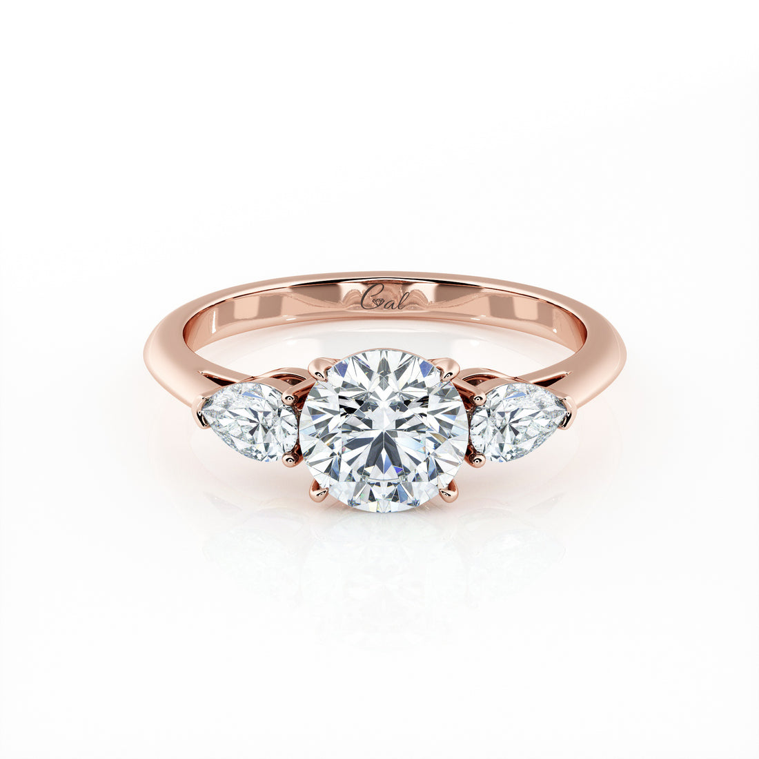 1.00 Carat Round Brilliant Shape With Pear Shape Side Stones Engagement Ring