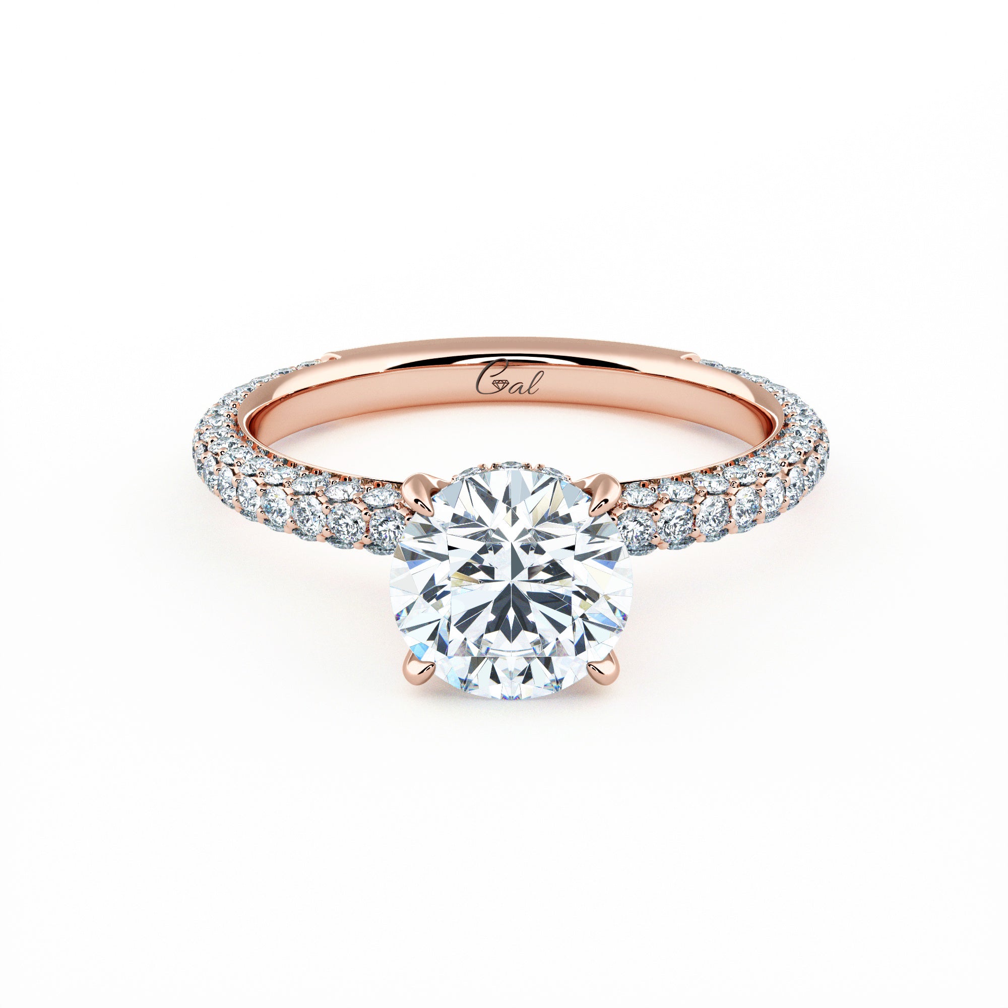 1.00 Carat Round Brilliant Trio Pave Engagement Ring