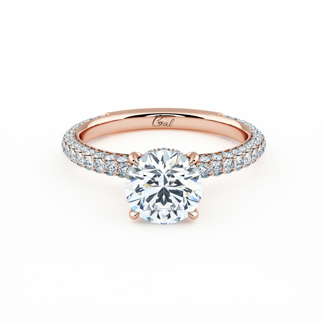 1.00 Carat Round Brilliant Trio Pave Engagement Ring