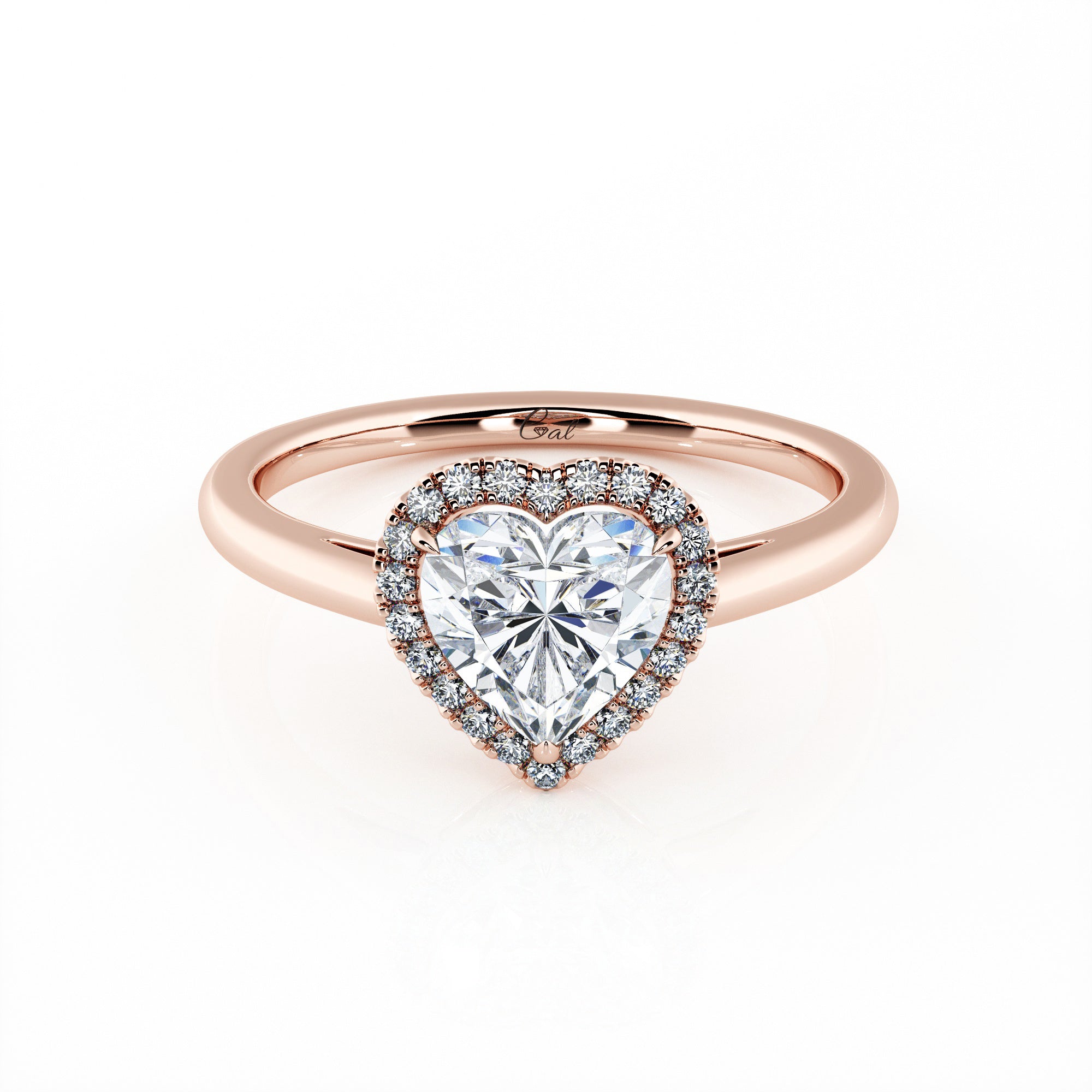 1.00 Carat Heart Shape Halo Engagement Ring
