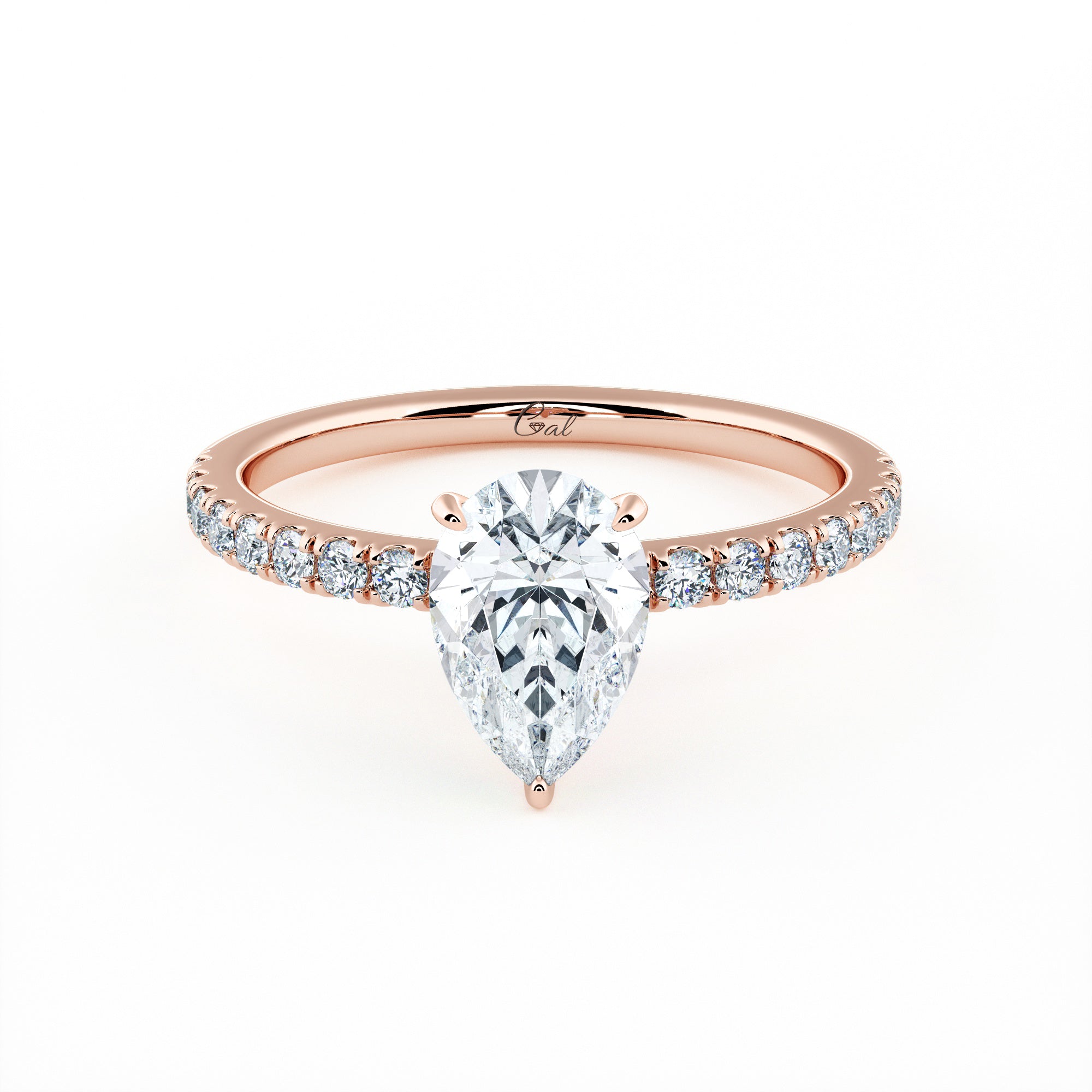 1.00 Carat Pear Shape Micropavé Engagement Ring