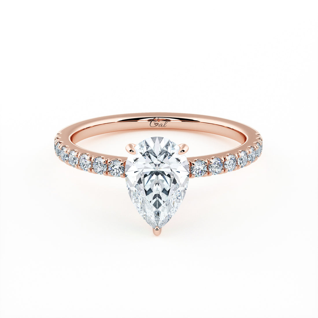 1.00 Carat Pear Shape Micropavé Engagement Ring