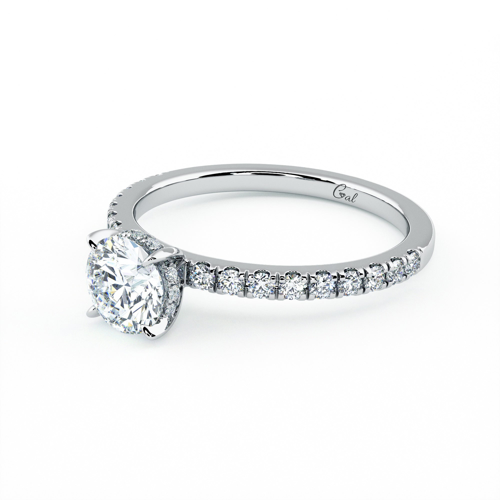 0.70 Carat Round Brilliant Micropavé Engagement Ring