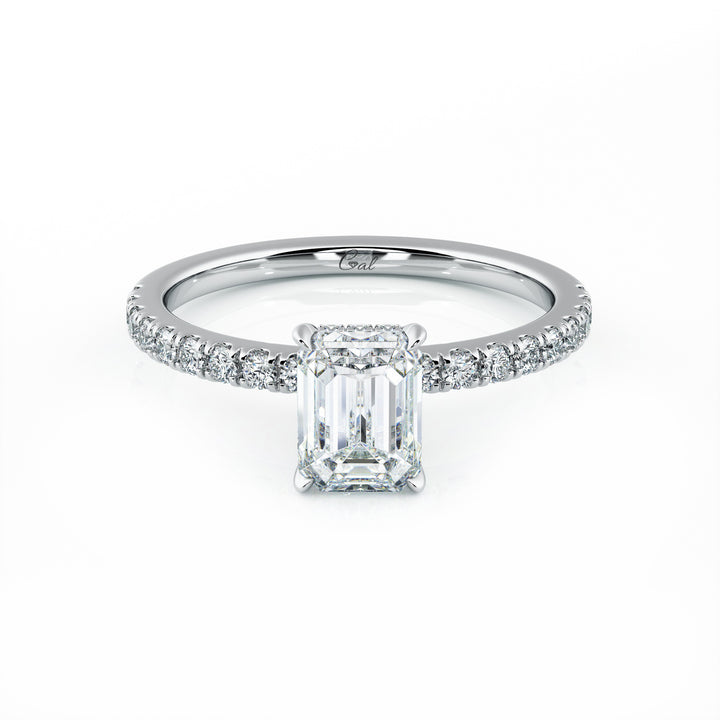 1.00 Carat Emerald Shape Micropavé Engagement Ring