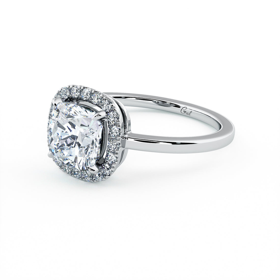 1.00 Carat Cushion Shape Halo Engagement Ring