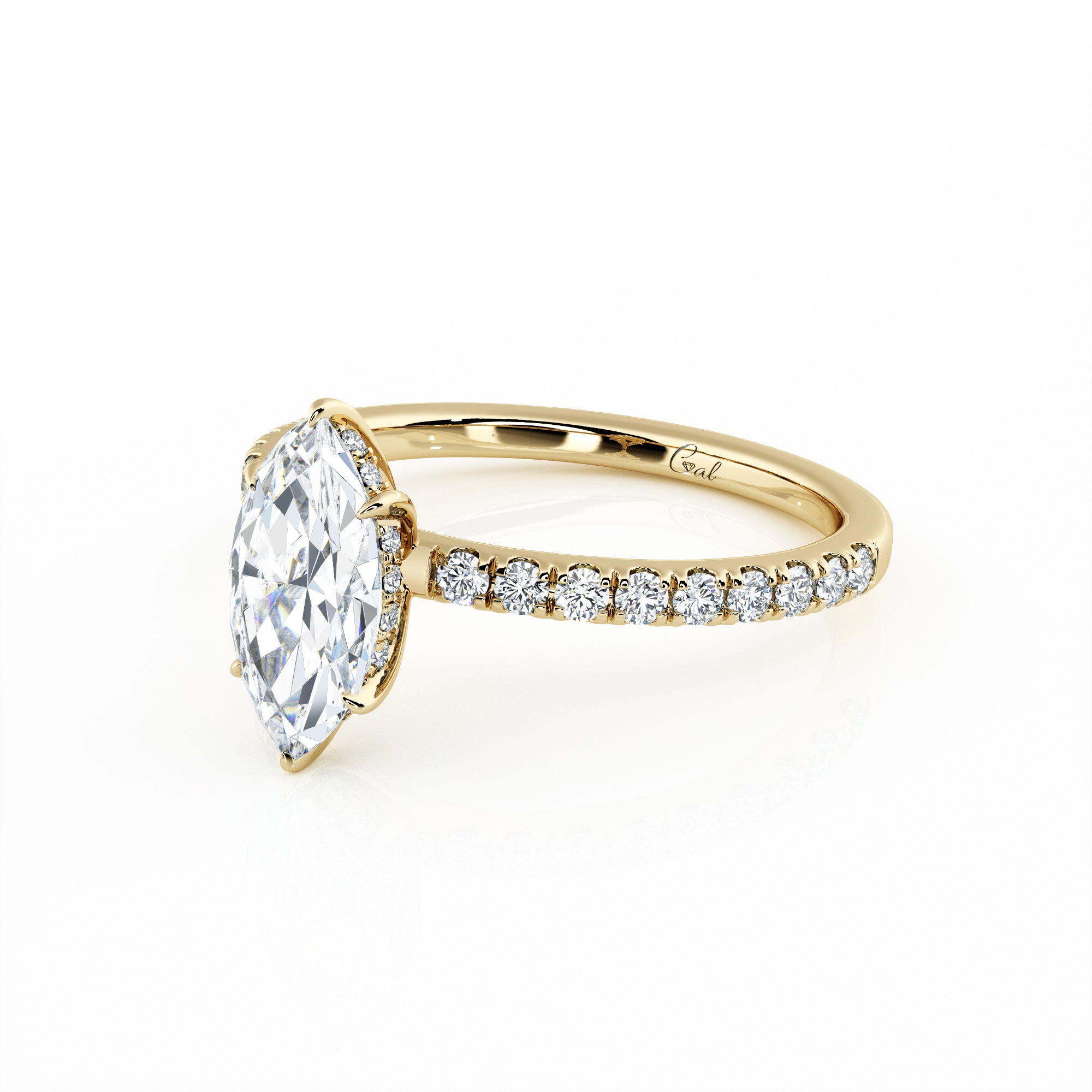 1.00 Carat Marquise Shape Micropavé Engagement Ring