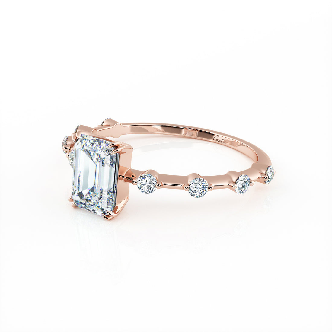 1.00 Carat Emerald Shape With Side Stones Engagement Ring