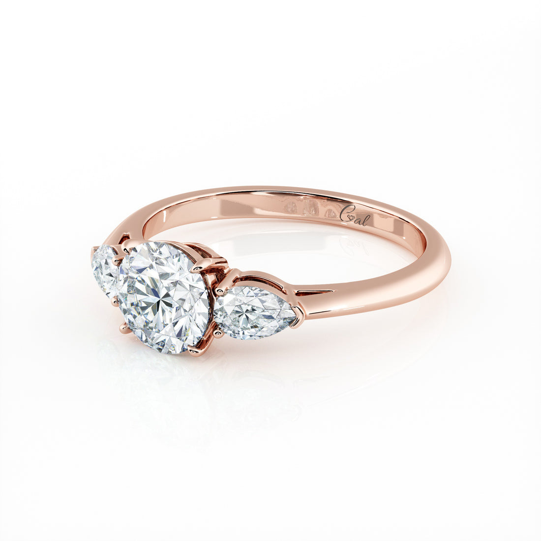 1.00 Carat Round Brilliant Shape With Pear Shape Side Stones Engagement Ring