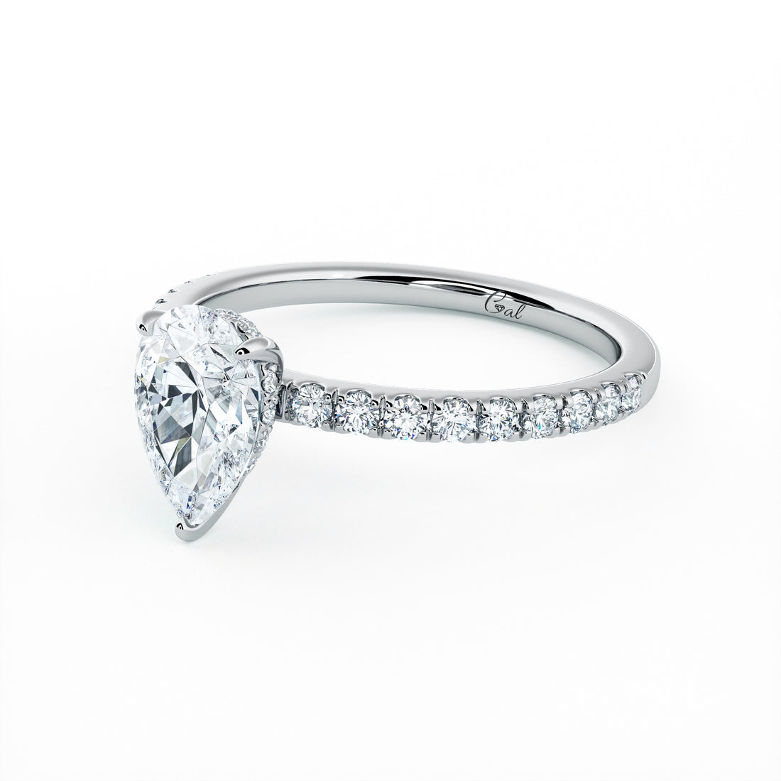 1.00 Carat Pear Shape Micropavé Engagement Ring