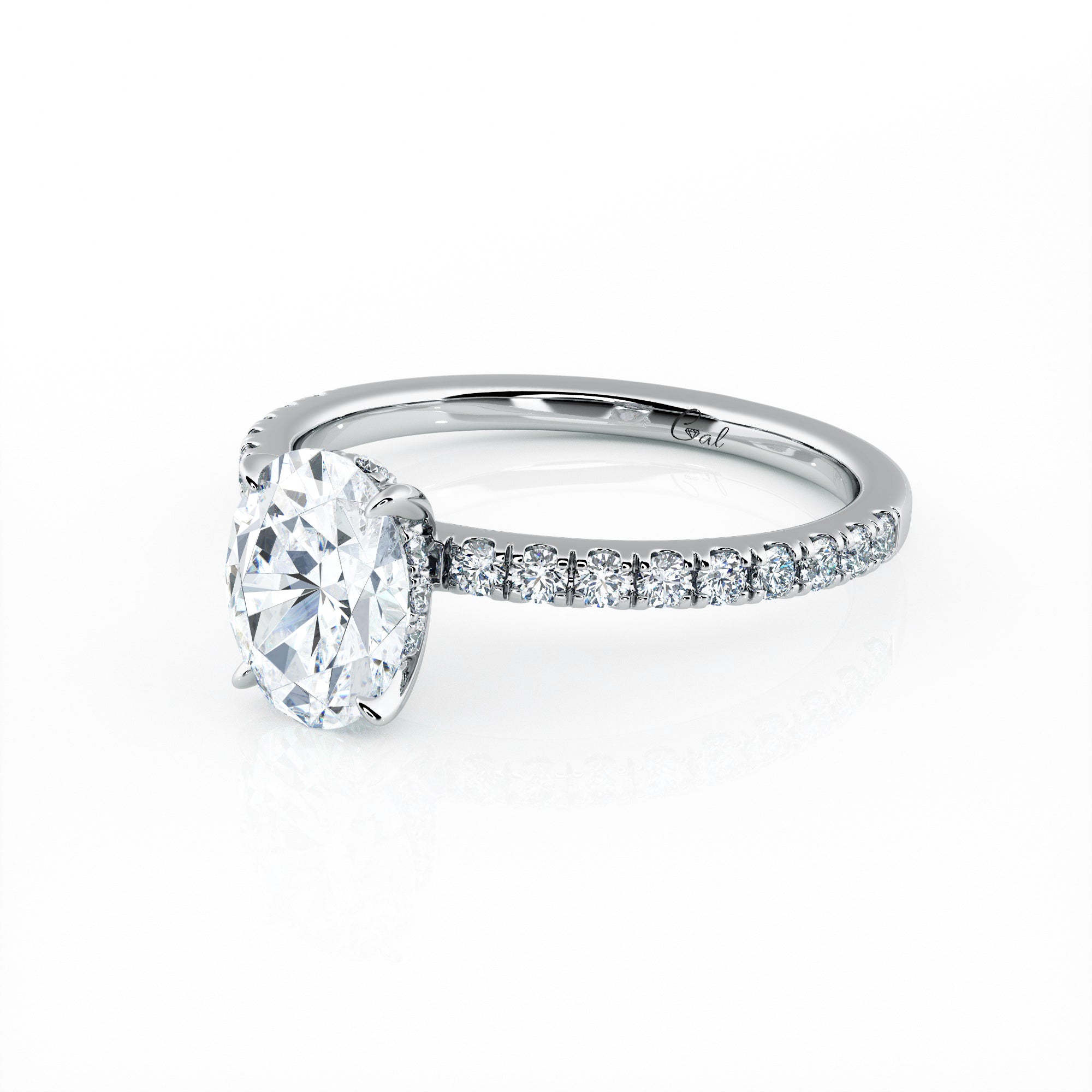 1.00 Carat Oval Shape Micropavé Engagement Ring