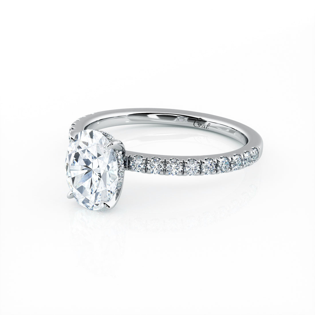 1.00 Carat Oval Shape Micropavé Engagement Ring