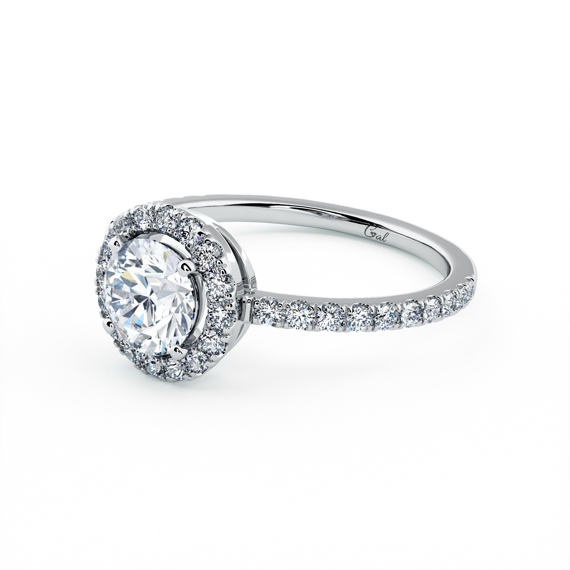 1.00 Carat Round Brilliant Micropavé Halo Engagement Ring