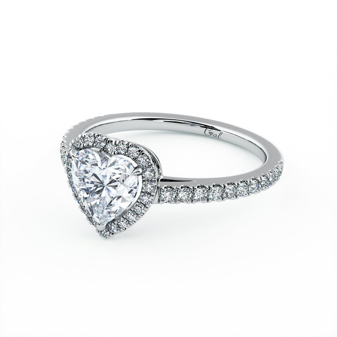 1.00 Carat Heart Shape Micropavé Engagement Ring
