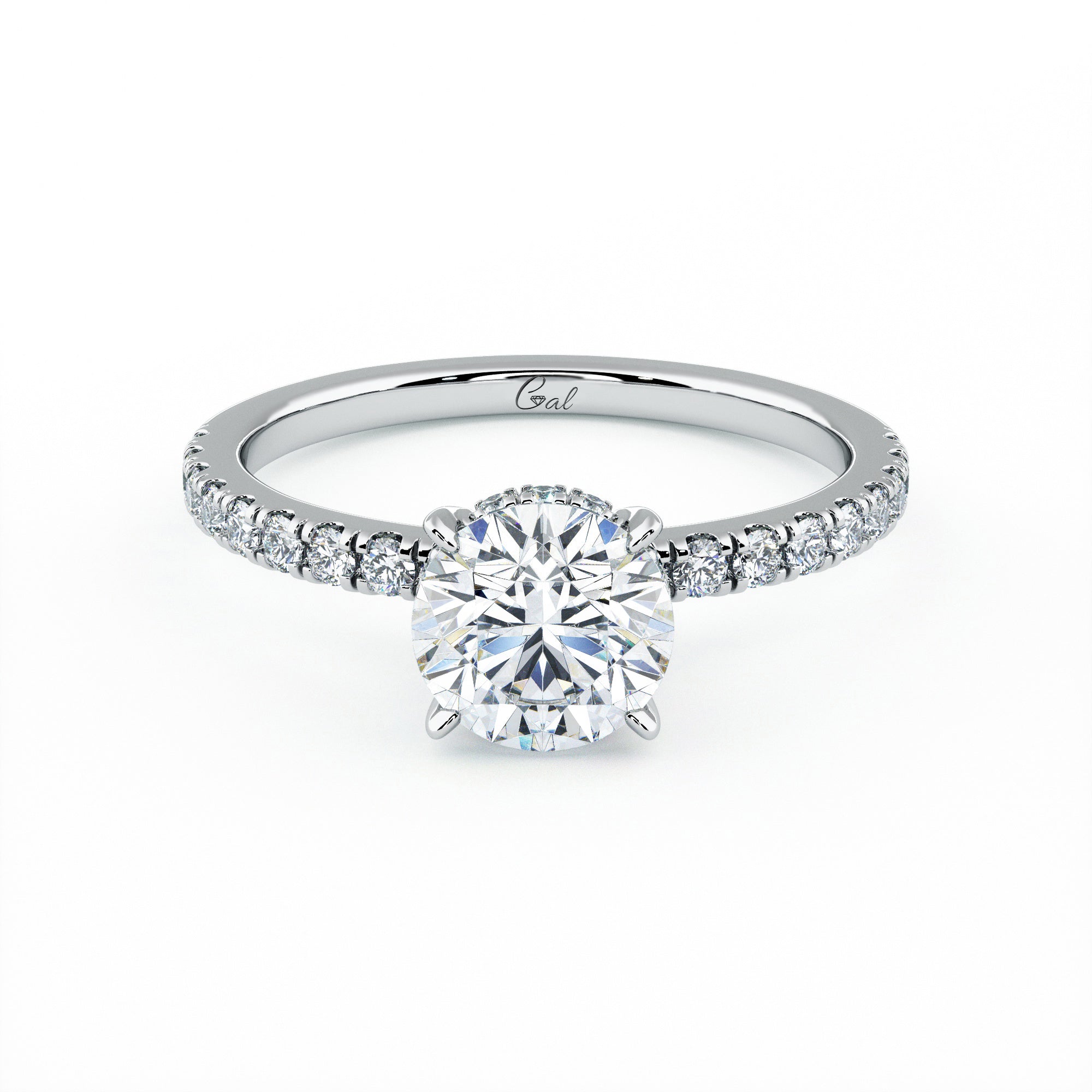 1.00 Carat Round Brilliant Micropavé Engagement Ring