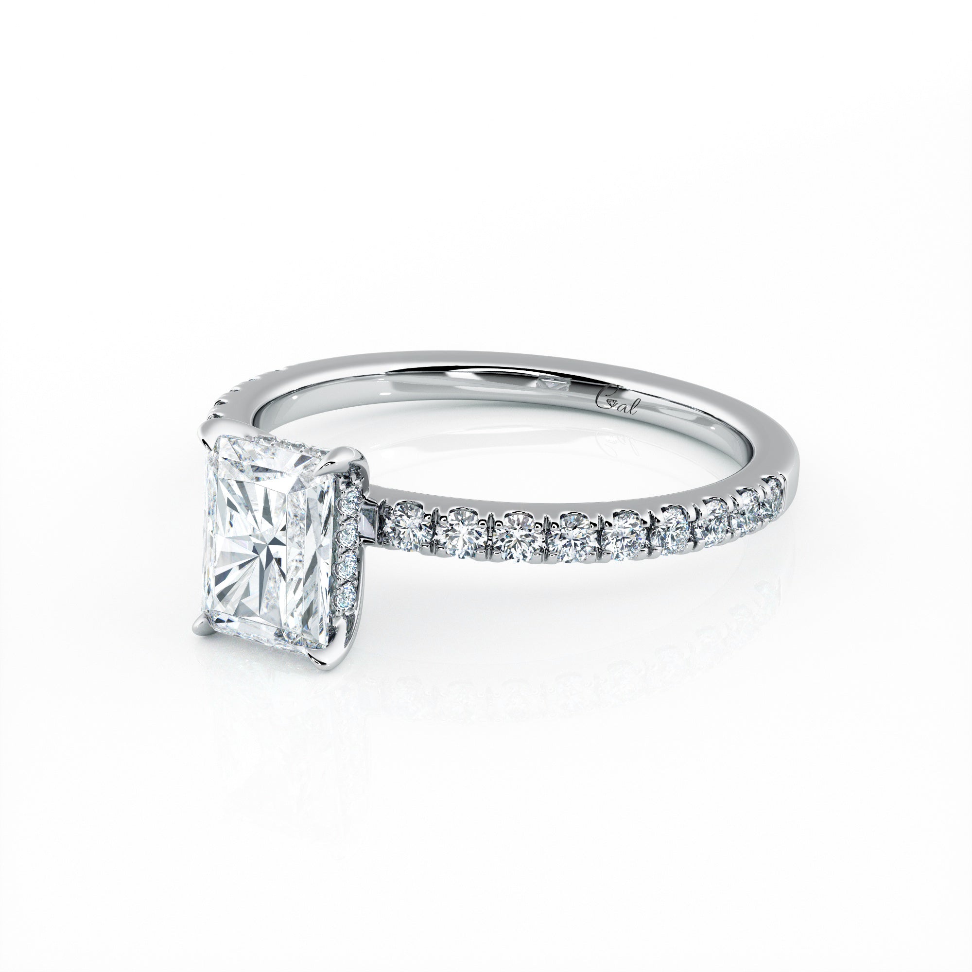 1.00 Carat Radiant Shape Micropavé Engagement Ring