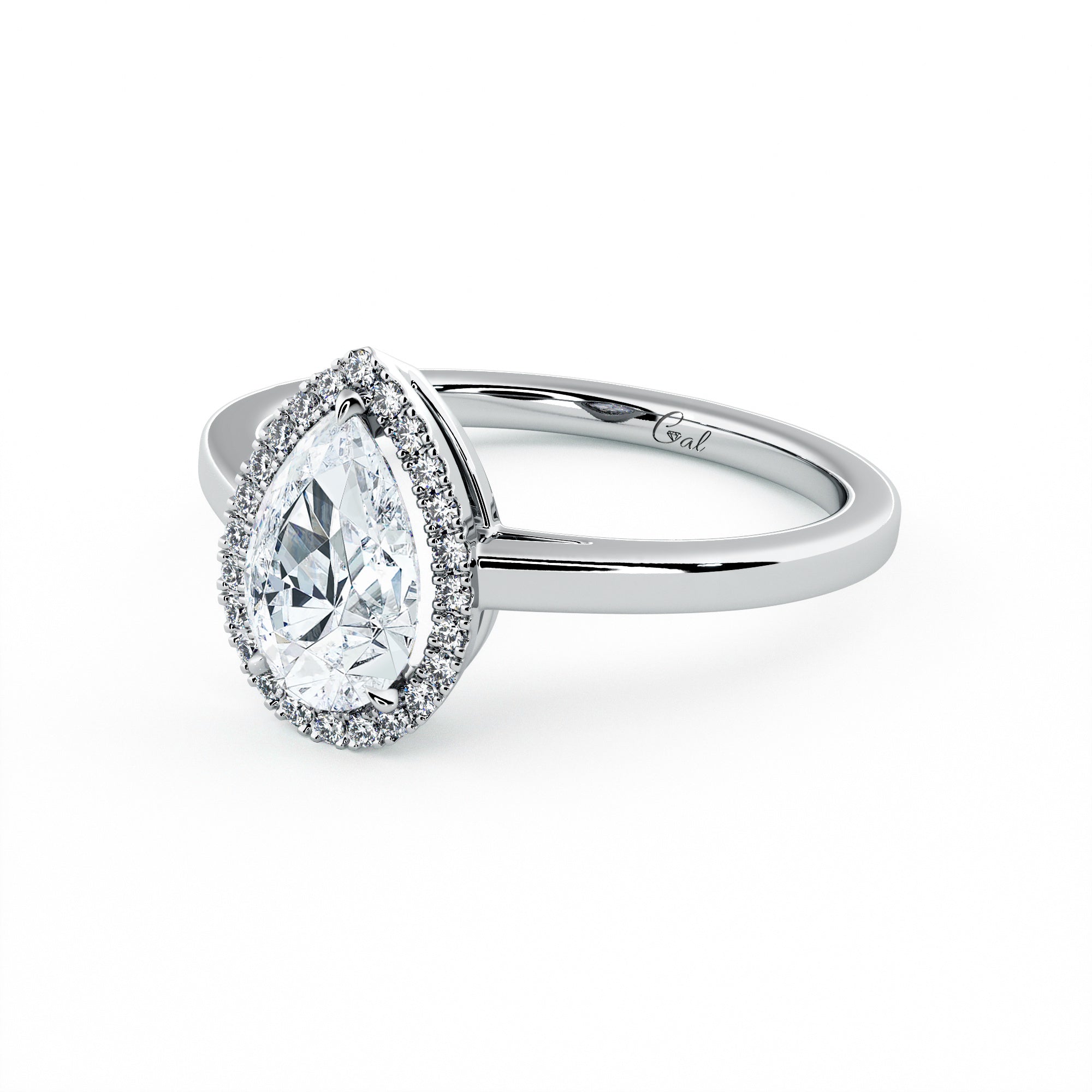 1.00 Carat Pear Shape Halo Engagement Ring