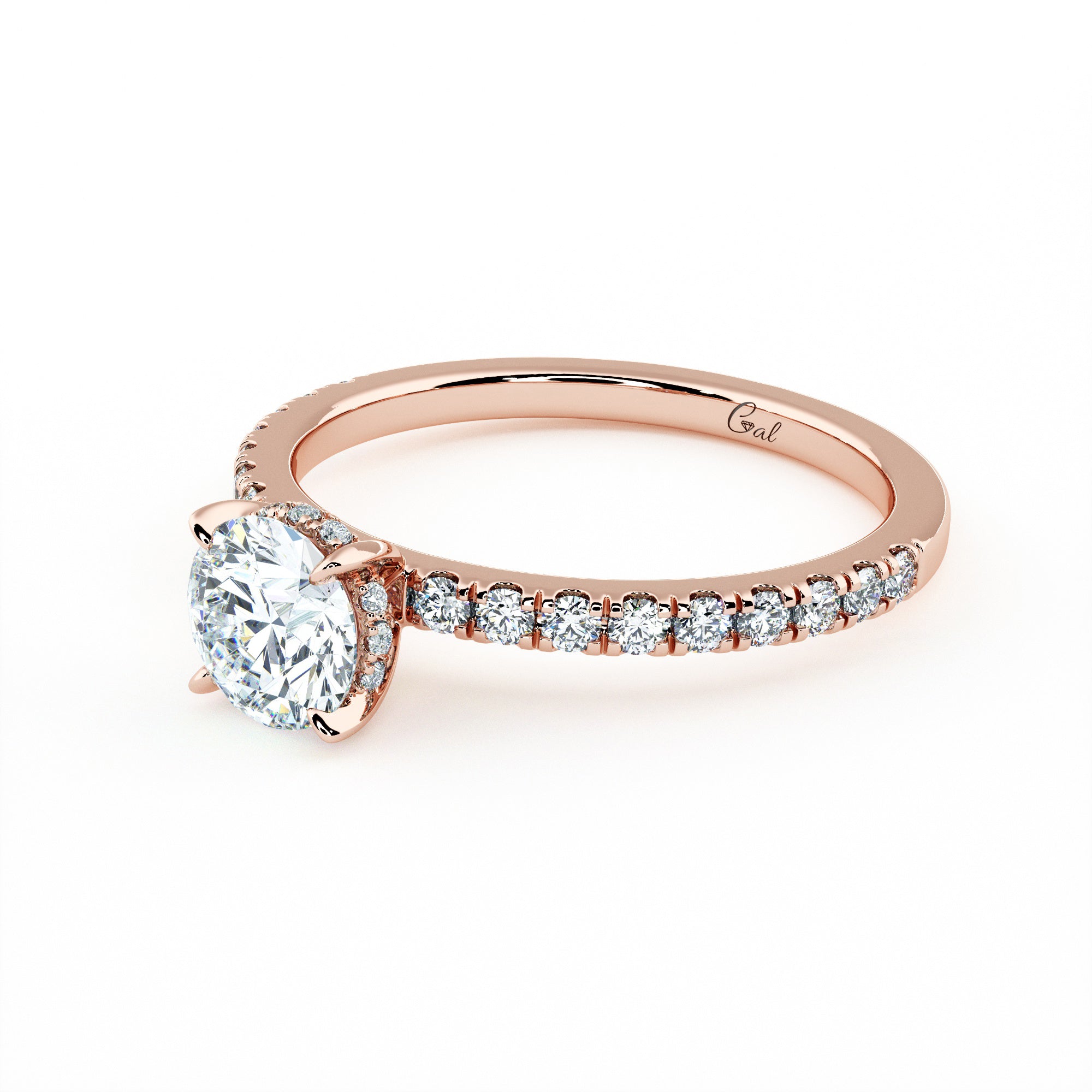 0.70 Carat Round Brilliant Micropavé Engagement Ring