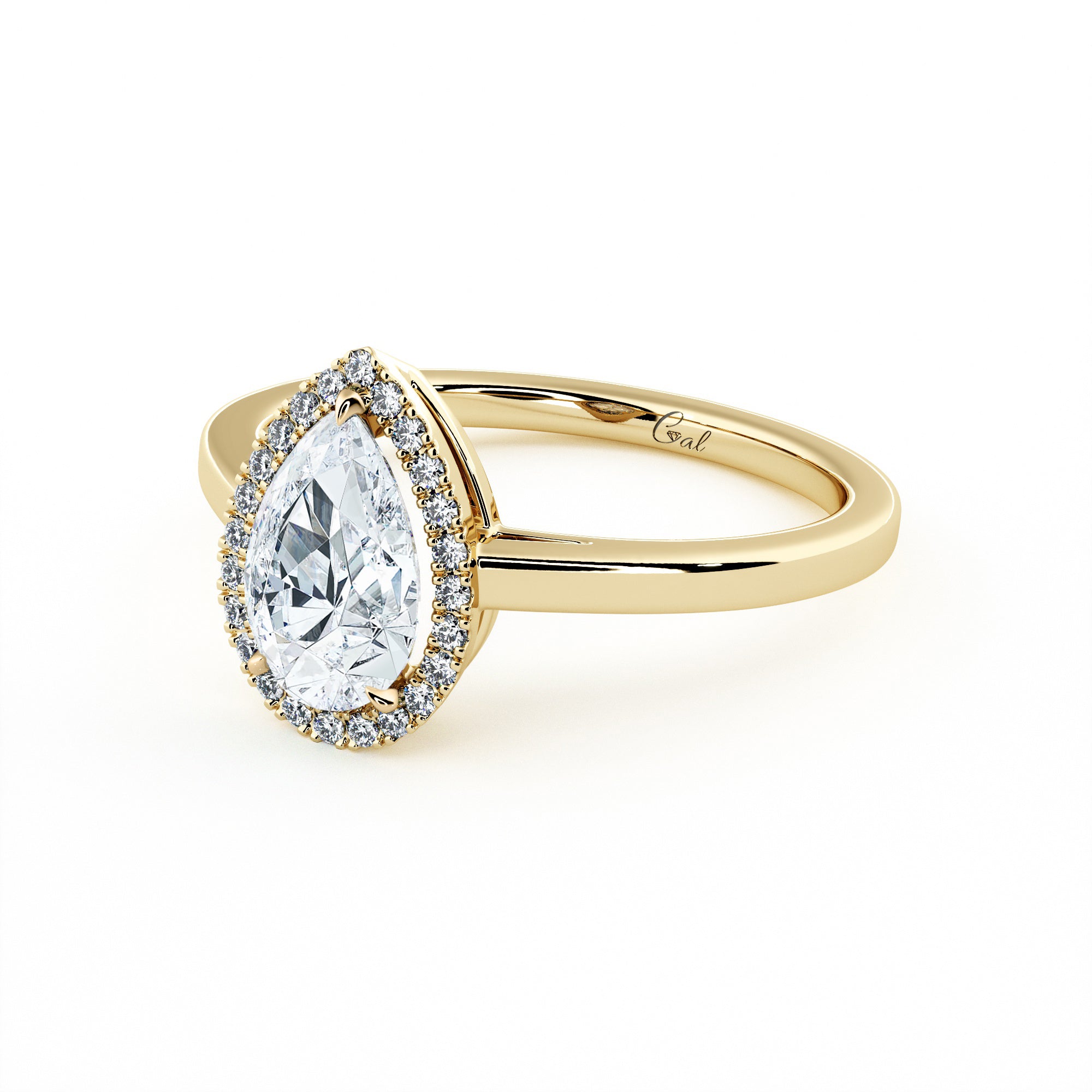 1.00 Carat Pear Shape Halo Engagement Ring