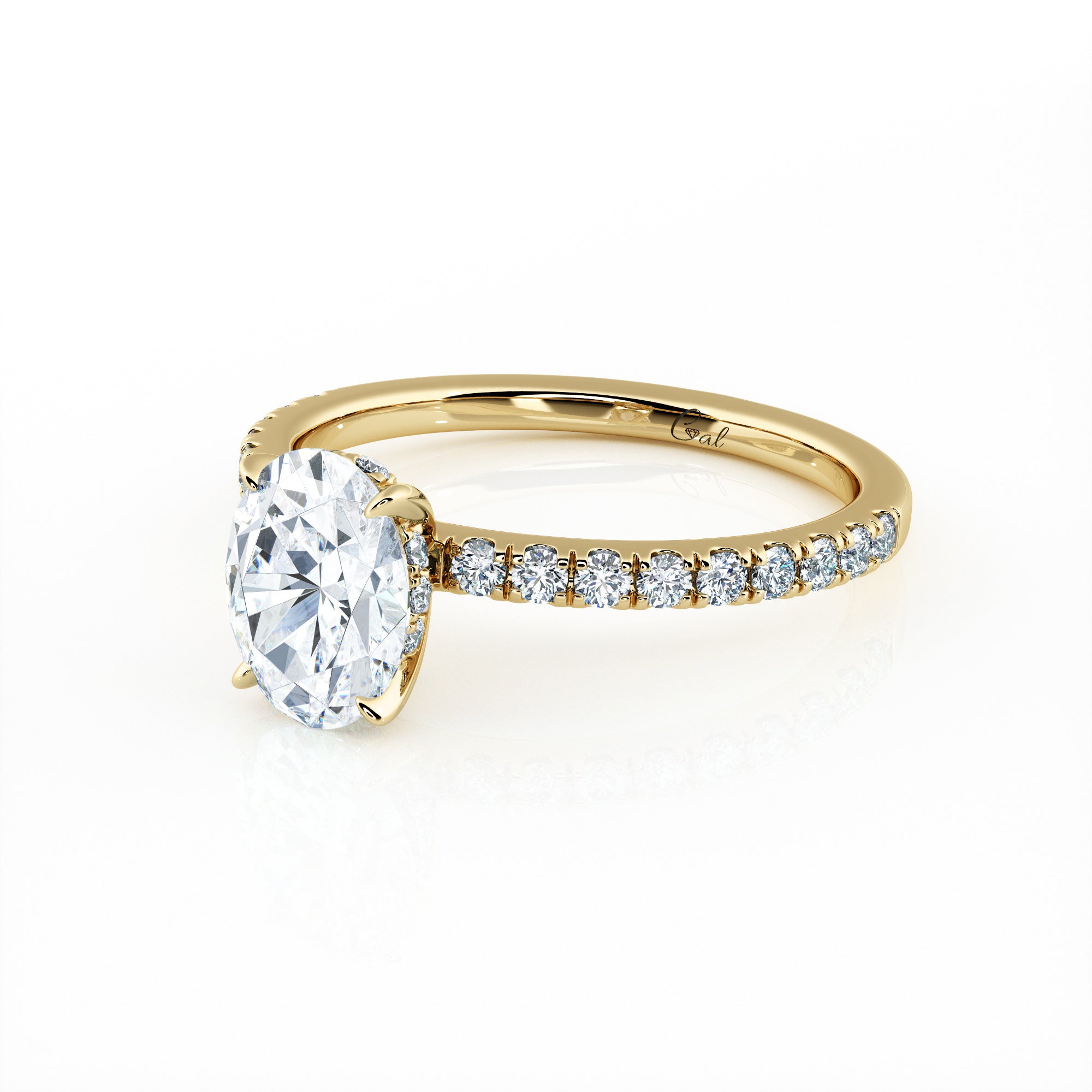 1.00 Carat Oval Shape Micropavé Engagement Ring