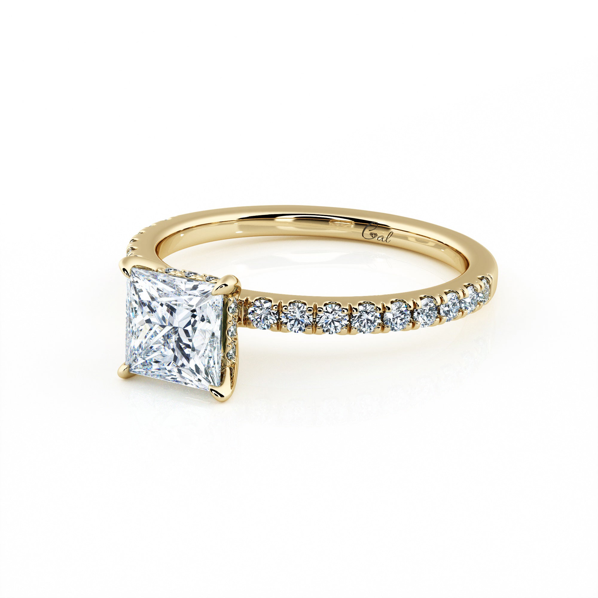 1.00 Carat Princess Shape Micropavé Engagement Ring