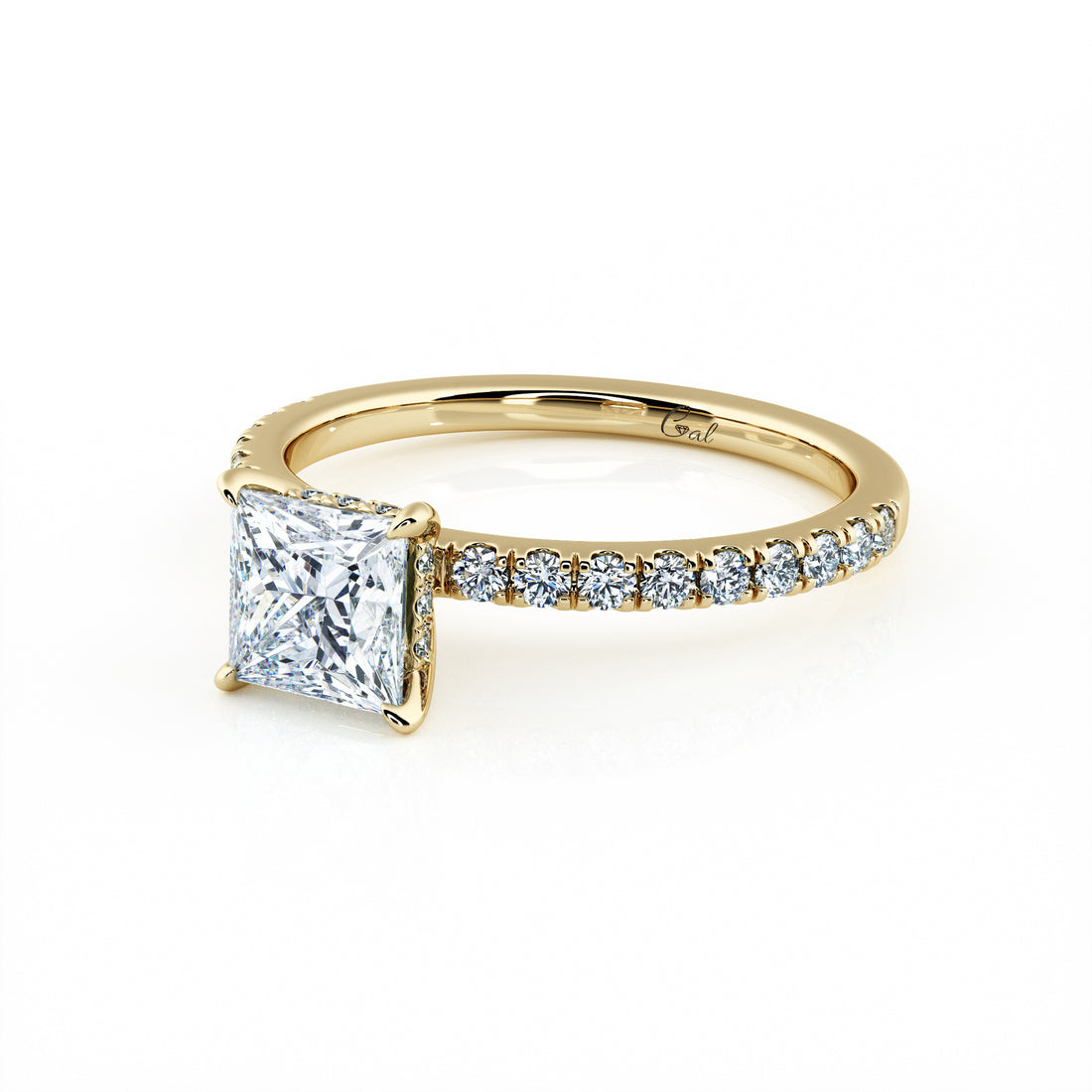 1.00 Carat Princess Shape Micropavé Engagement Ring