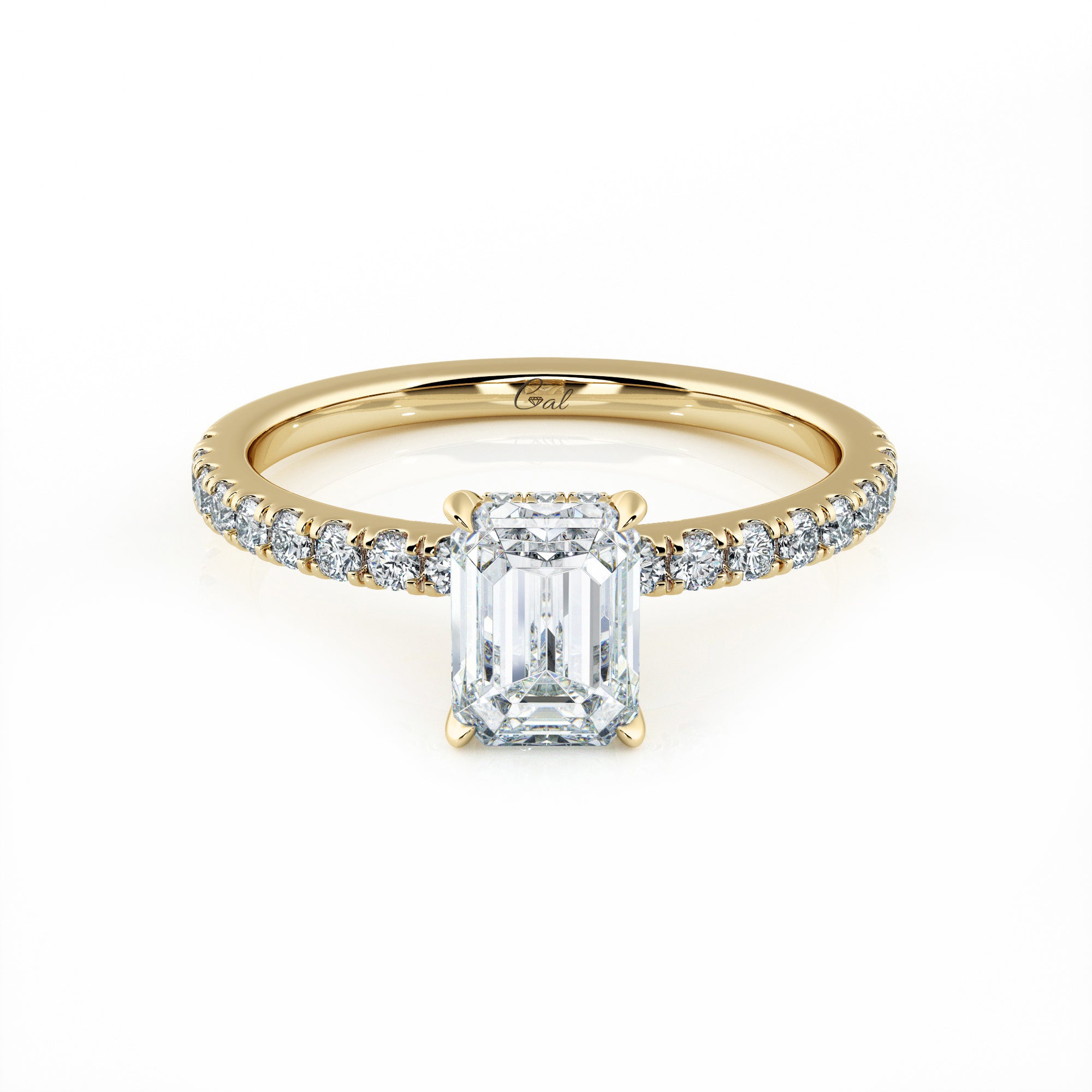 1.00 Carat Emerald Shape Micropavé Engagement Ring