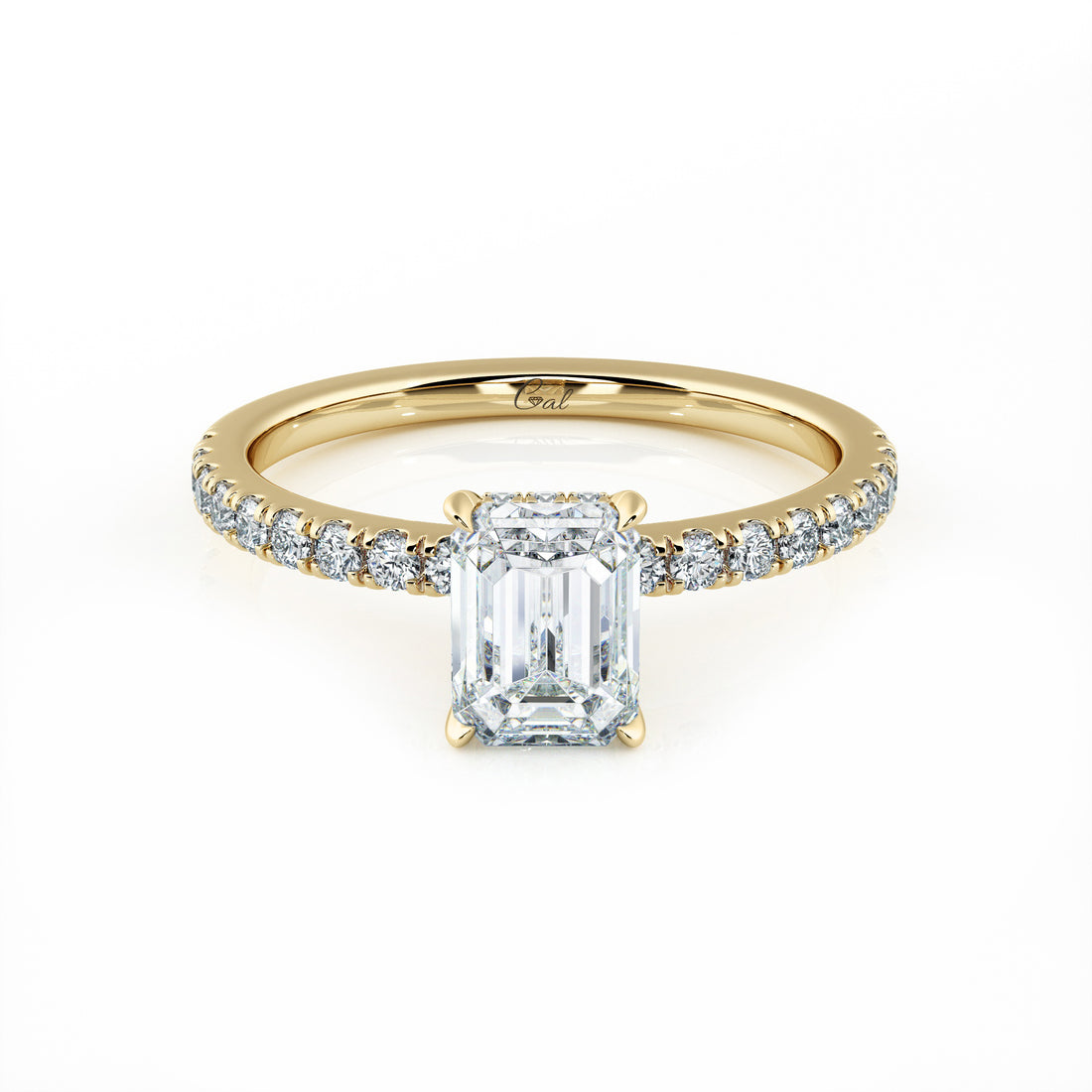 1.00 Carat Emerald Shape Micropavé Engagement Ring