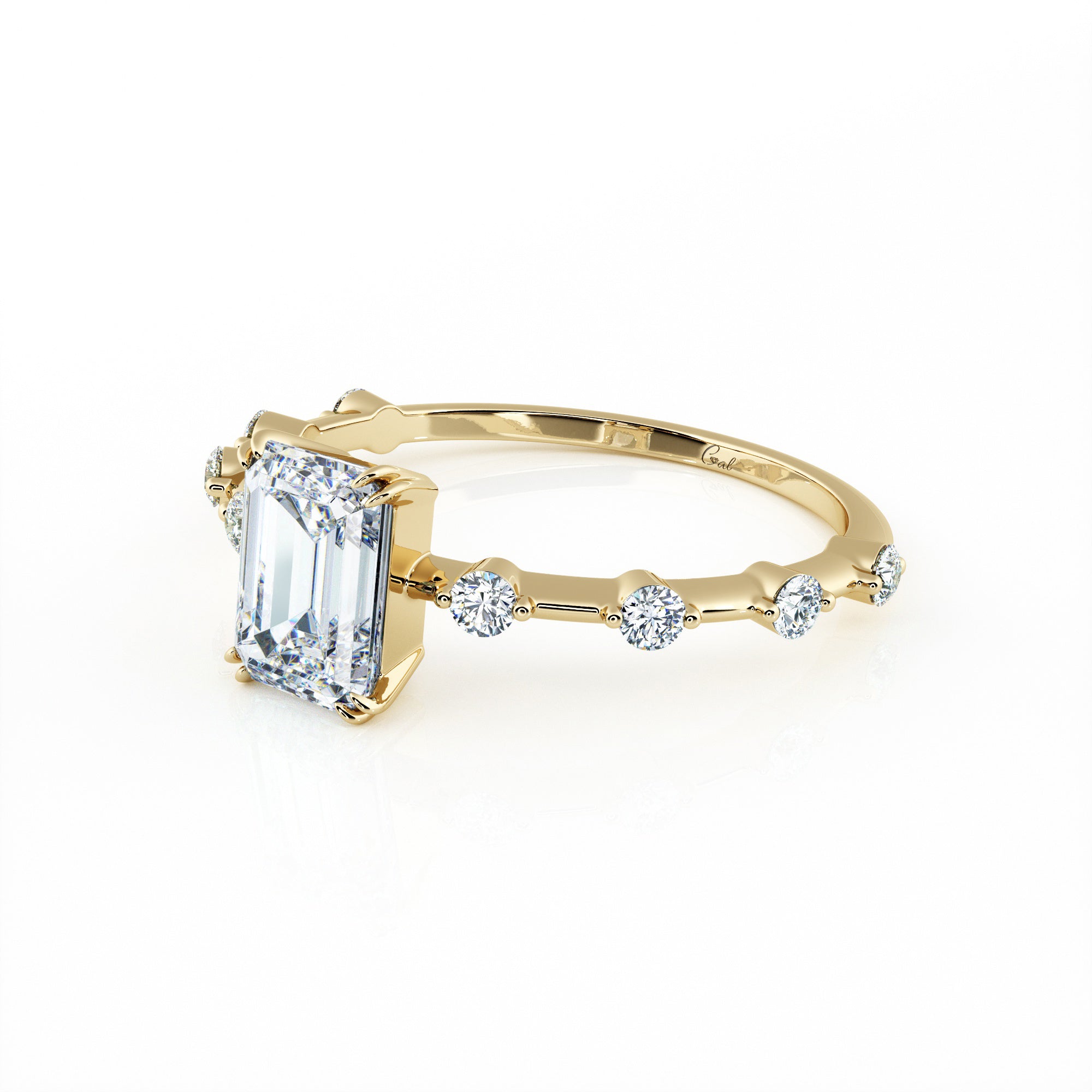 1.00 Carat Emerald Shape With Side Stones Engagement Ring