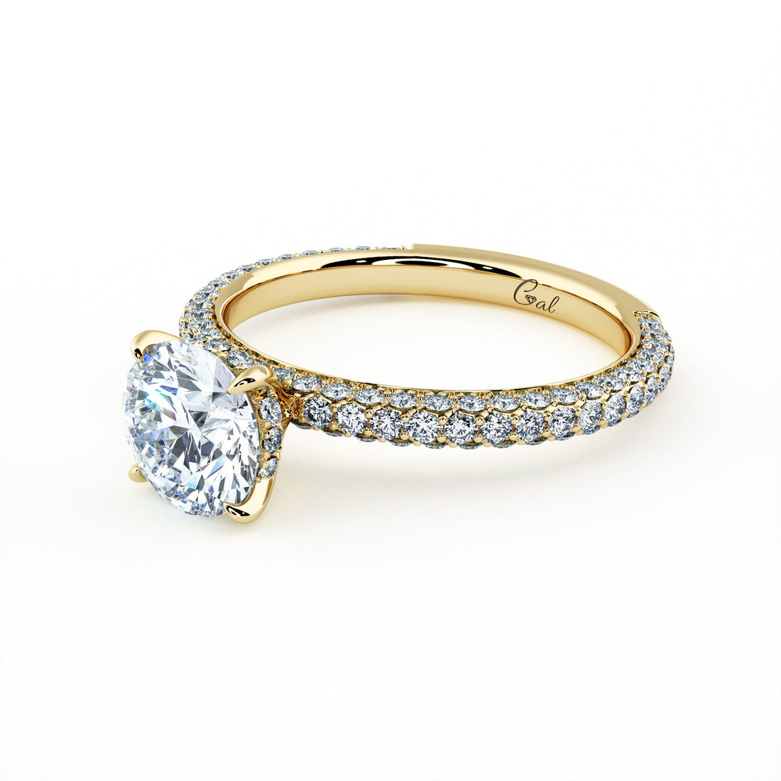 1.00 Carat Round Brilliant Trio Pave Engagement Ring